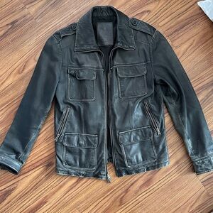 Vintage Express Men's Black leather  Jacket